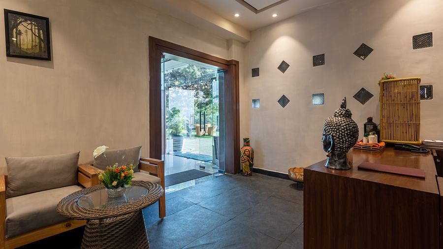 View of a reception area at DLS Highland Resort and Spa, Mussoorie.